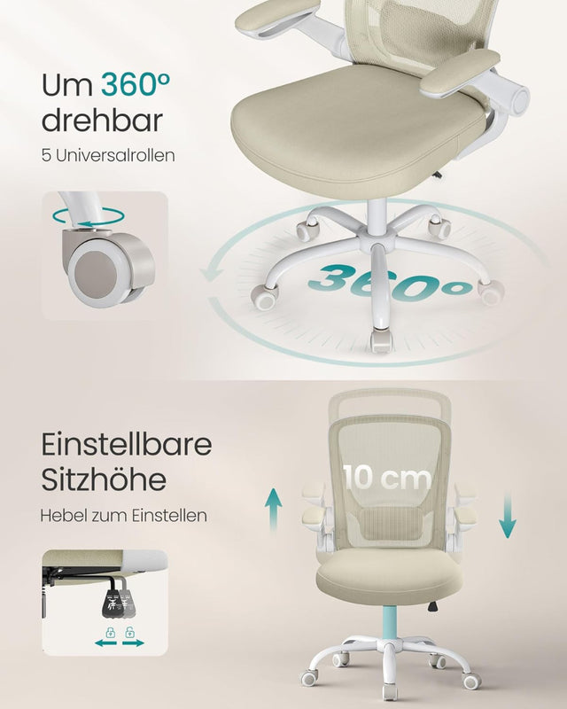 Bürostuhl Ergonomisch Drehstuhl Höhenverstellbar Beige