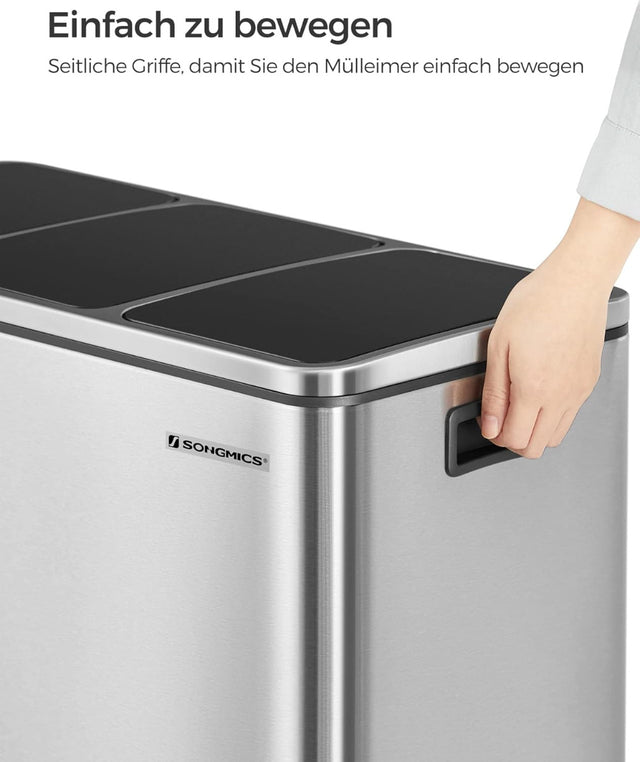 Mülleimer Küche Mülltrennsystem 3 Fächer Silber