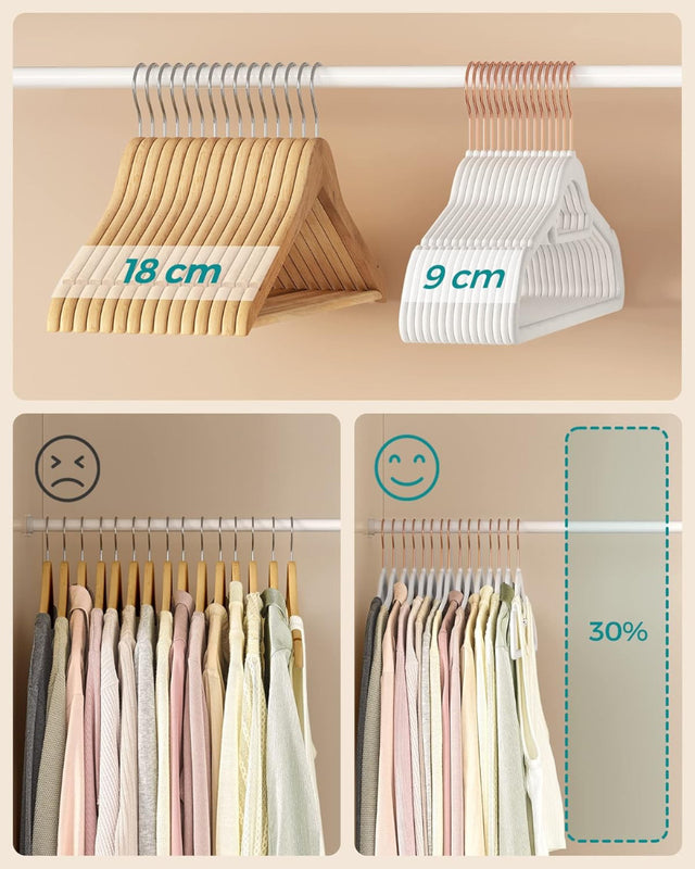 Kleiderbügel Samt 30er Set Weiss