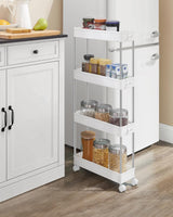 Rollwagen Küchenregal mit Haken Weiss
