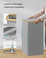 Wäschekorb Wäschesammler 3 Fächer Bambus 150l Grau