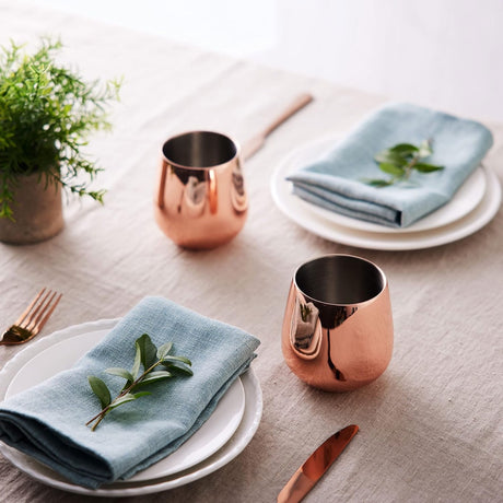 Edelstahl Trinkbecher Roségold 4er-Set inkl. Trinkhalmen
