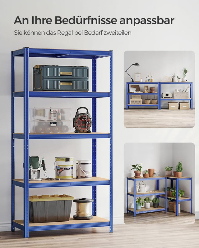 Regal Schwerlast 600kg Stahl 5 Ablagen Blau