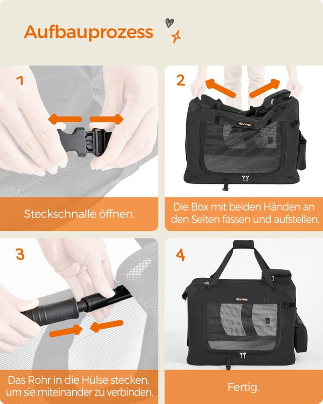 Hundebox faltbar Transportbox atmungsaktiv Metallrahmen schwarz von Songmics