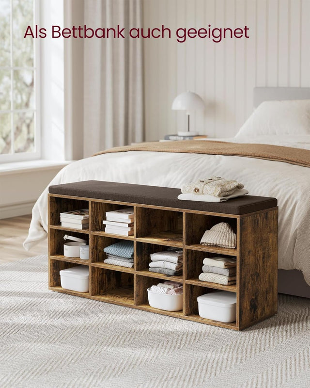 Schuhbank Sitzbank Stauraum 12 Fächer Vintagebraun