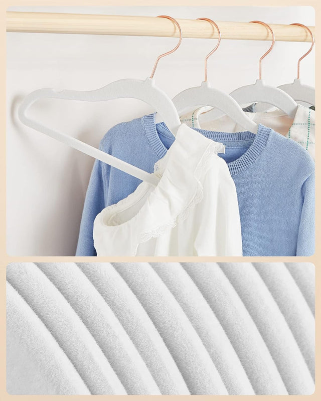 Kleiderbügel Kinder Samt 50er Set Weiss