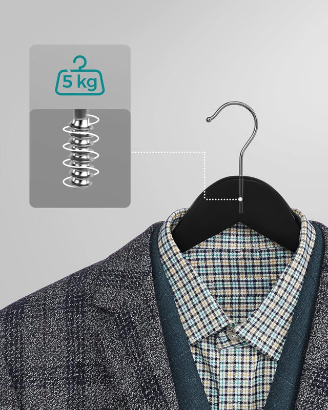 Kleiderbügel Holz 20er Set Einkerbungen im Schulterbereich Schwarz