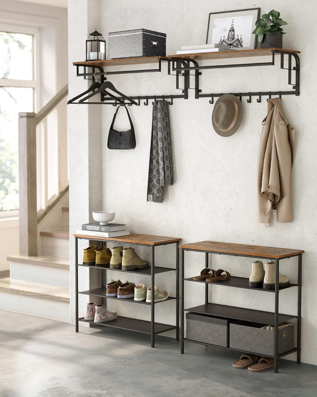 Wandgarderobe mit Aufbewahrungsregal 80cm rustikal Braun von Songmics