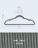 Kleiderbügel Samt 30er Set rutschfest Grau