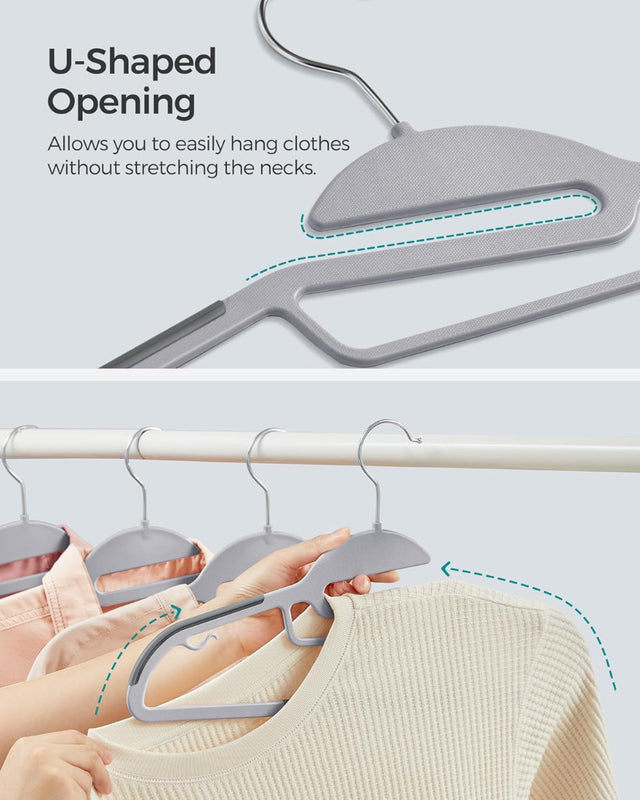 Kleiderbügel Kunststoff 50er Set Non Slip Grau