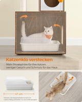Kratzbaum mit Katzenklo-Schrank vintagebraun