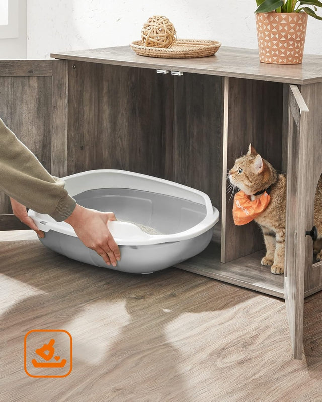 Katzenhaus Schrank Tisch herausnehmbar Trennwand Greige von Songmics