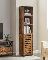 Badezimmerschrank Hoch Regal Verstellbar Vintagebraun von Songmics