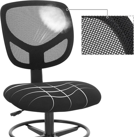 Bürostuhl Höhenverstellbar Ergonomisch Drehbar Stoff Schwarz von Songmics