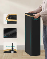 Wäschekorb Wäschesammler Schmal Bambus 65l Schwarz