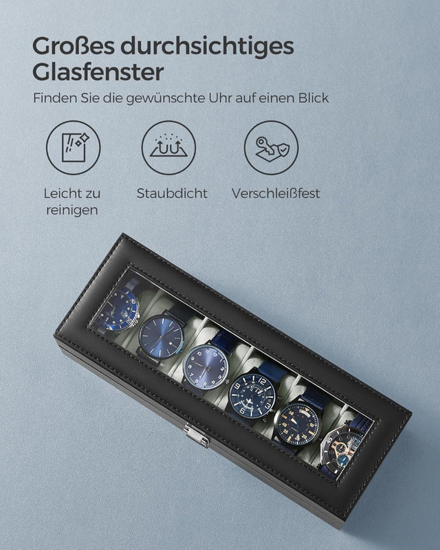 Uhren Aufbewahrung Box für 6 Uhren Schwarz