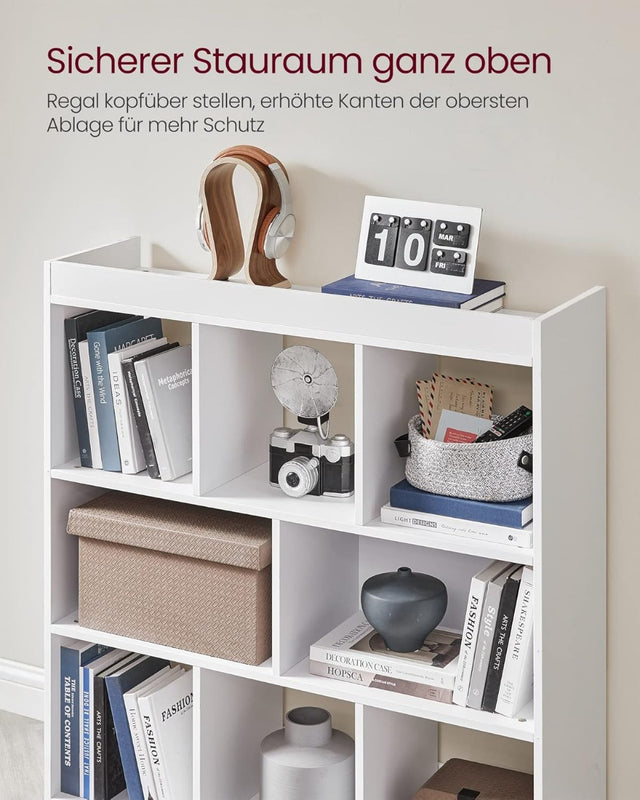 Bücherregal 8 Fächer Horizontal Wohnzimmer Weiss von Songmics