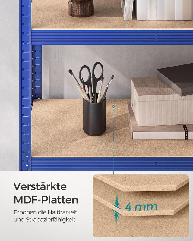 Regal Schwerlast 600kg Stahl 5 Ablagen Blau