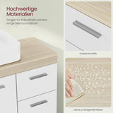 Waschbeckenunterschrank mit Schubladen wolkenweiss-naturbeige von Songmics