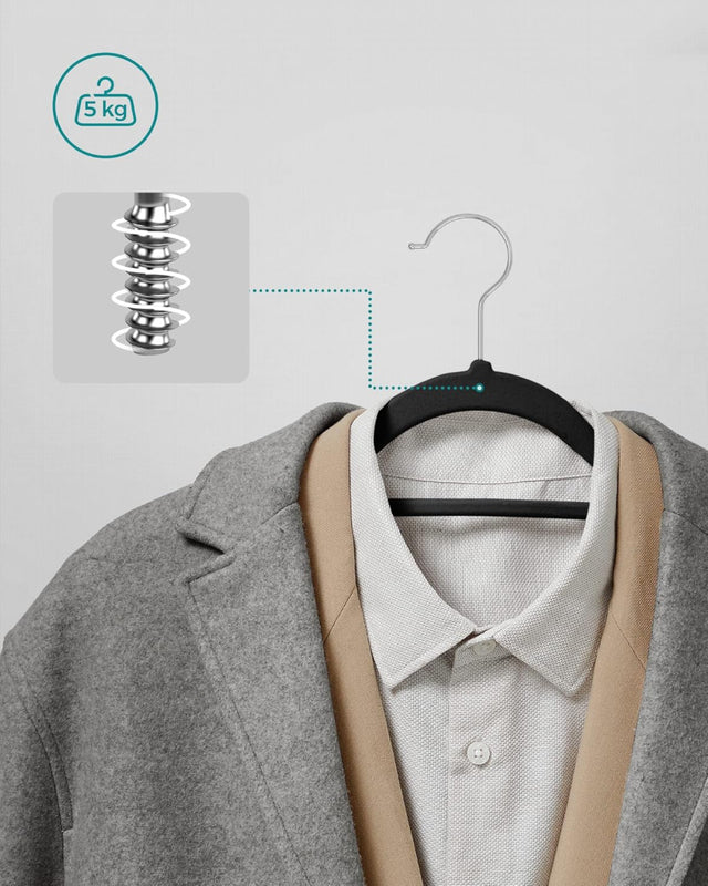 Kleiderbügel Samt 50er Set Schwarz