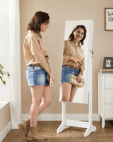 Schmuckschrank Spiegelschrank Stehend Make-up Organizer Weiss