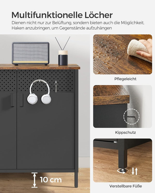 Aufbewahrungsschrank Metallschrank Doppeltür Verstellbar Vintagebraun von Songmics