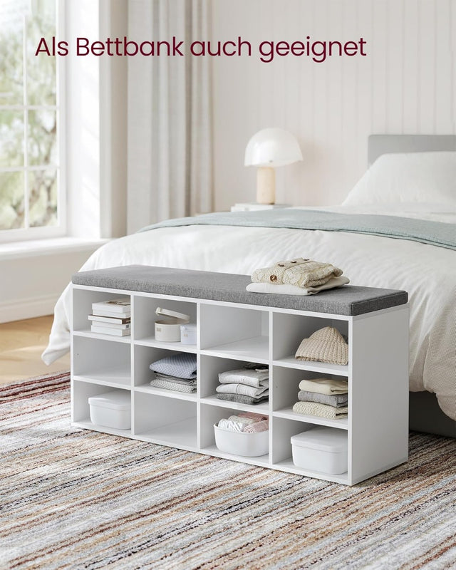 Schuhbank mit Stauraum 12 Fächer Taubengrau