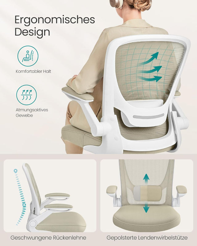 Bürostuhl Ergonomisch Drehstuhl Höhenverstellbar Beige