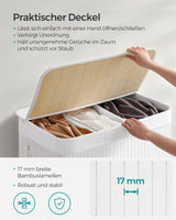 Wäschekorb Wäschebox Bambus 3 Fächer faltbar mit Griffen