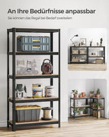 Schwerlastregale Stahlgestell Verstellbare Ablagen, 40 x 90 x 180 cm, Schwarz