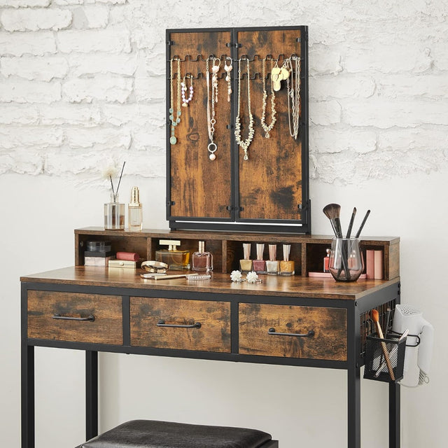 Schminktisch Set mit Hocker rustikal braun