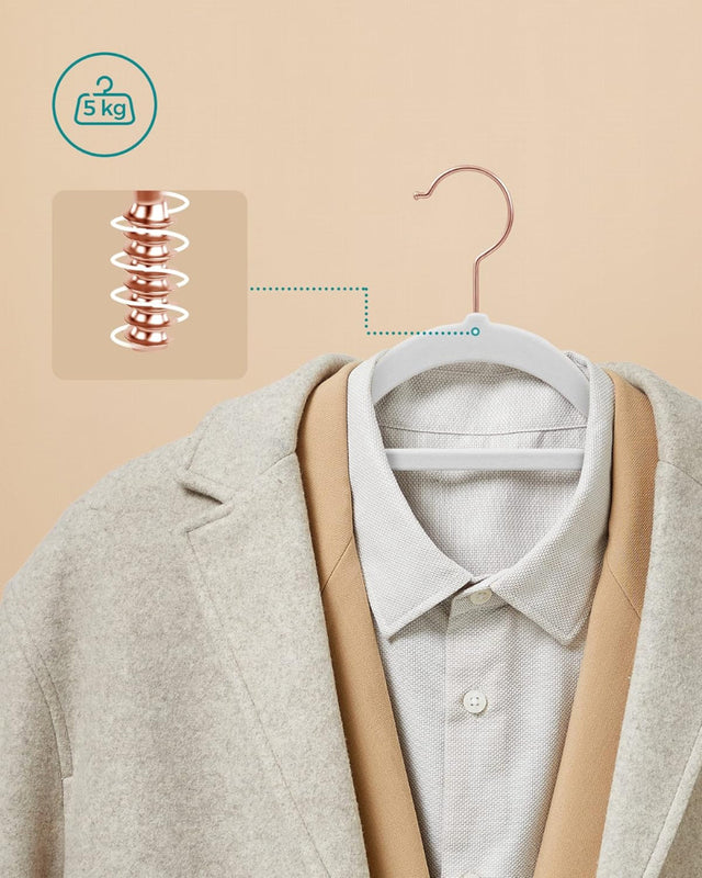 Kleiderbügel Samt 50er Set Roségold-Weiss