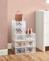 Schuhboxen Set Organizer Faltbar Stapelbar Transparent