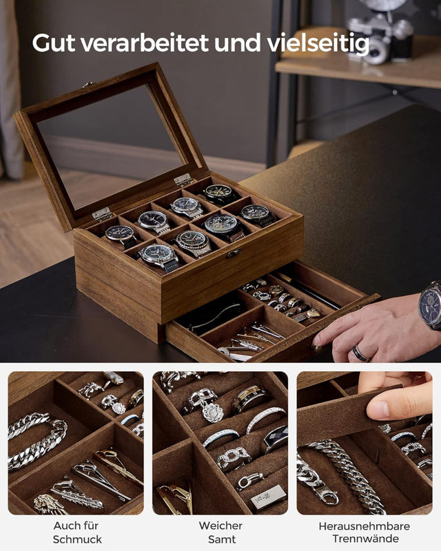 Uhrenbox Uhrenkasten 8 Fächer