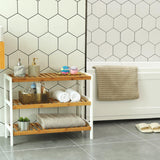 Schuhregal Schuhablage Bambus 3 Ebenen weiss-natur