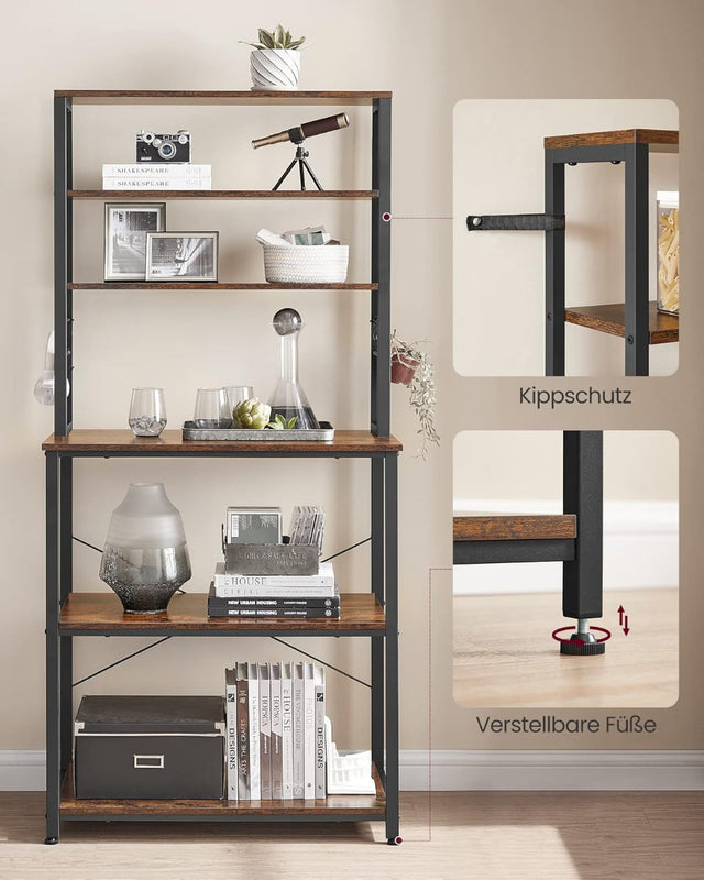 Küchenregal mit 6 Ablagen vintagebraun 80cm breit