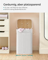 Wäschekorb Wäschesammler Bambus 72l weiss