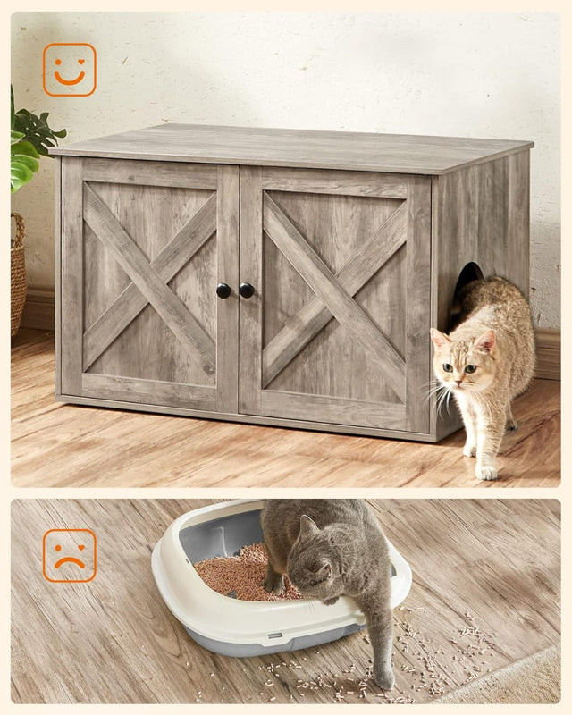 Katzenhaus Schrank Tisch herausnehmbar Trennwand Greige von Songmics