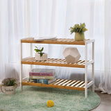 Schuhregal Schuhablage Bambus 3 Ebenen weiss-natur