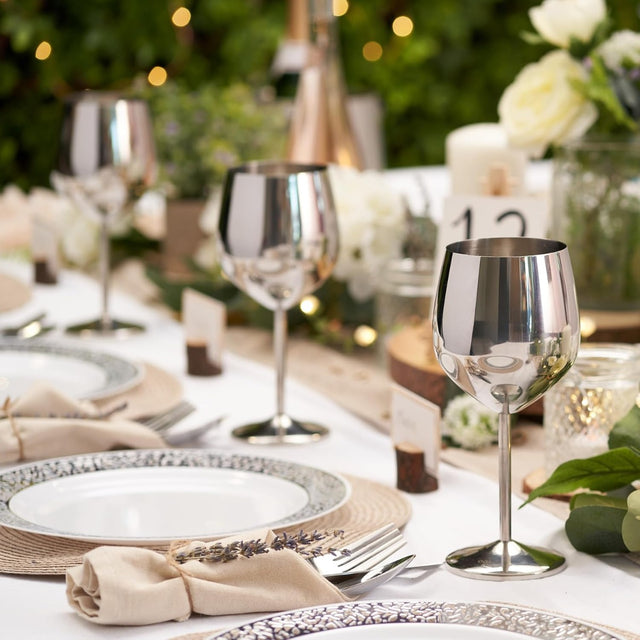 Edelstahl Weingläser Silber 2er-Set