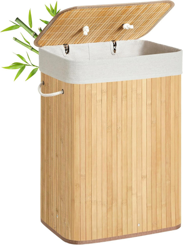 Wäschekorb Wäschesammler mit Deckel Bambus 72l
