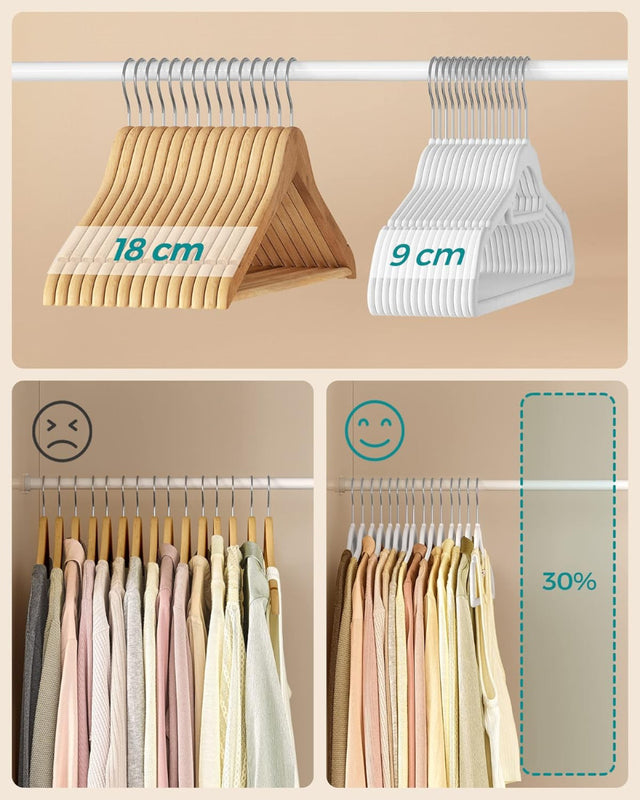 Kleiderbügel Samt 50er Set Weiss