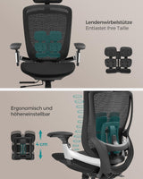 Bürostuhl Ergonomisch Verstellbar Belastbar Tintenschwarz