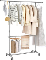 Kleiderständer Höhenverstellbar Edelstahl Rollen Silber