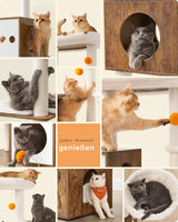 Kratzbaum mit Katzenklo-Schrank vintagebraun