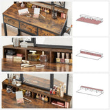 Schminktisch Set mit Hocker rustikal braun