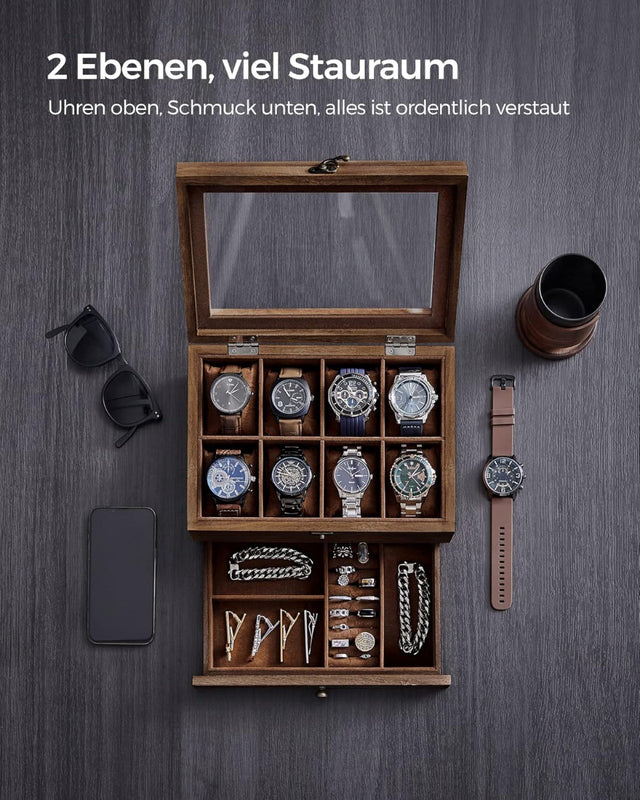 Uhrenbox Uhrenkasten 8 Fächer