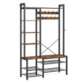 Garderobenständer mit Schuhbank Vintagebraun 4-in-1