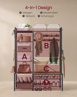 Garderobenständer mit Schuhbank Vintagebraun 4-in-1