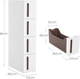 Nischenregal Rollwagen Schubladen Badregal Weiss-Braun